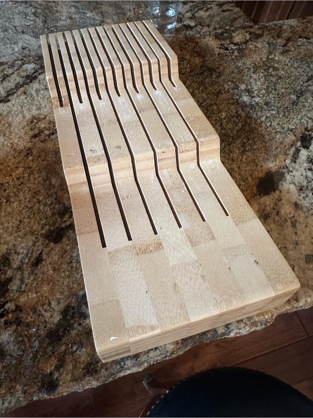 Bamboo Knife Storage Block - Natural Wood Knife Organizer